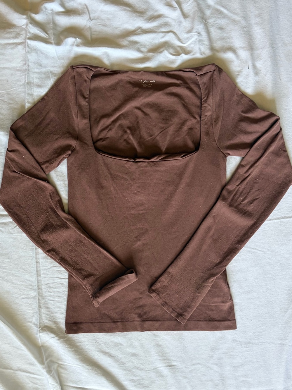 Urban Outfitters Square Neck Long Sleeve Top - Chocolate Brown